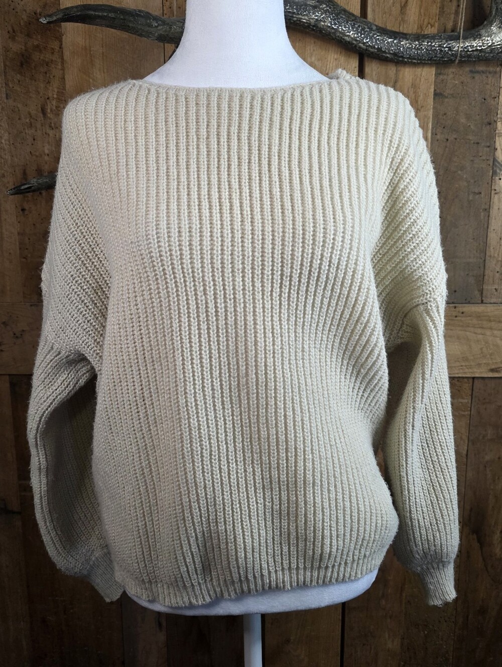 Cupshe Medium Cream Twist Front Knit Sweater V Neck Cozy Boho